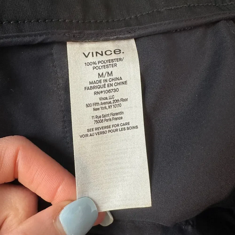 VINCE Mid-Rise Tapered Pull-On Pants Ankle Straight Wide Leg Trouser, Black - Picture 10 of 15